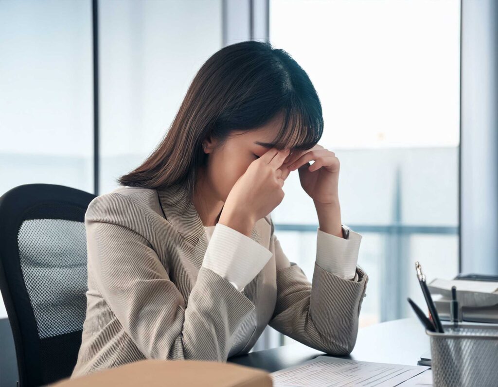 オフィスで落ち込んでいる女性