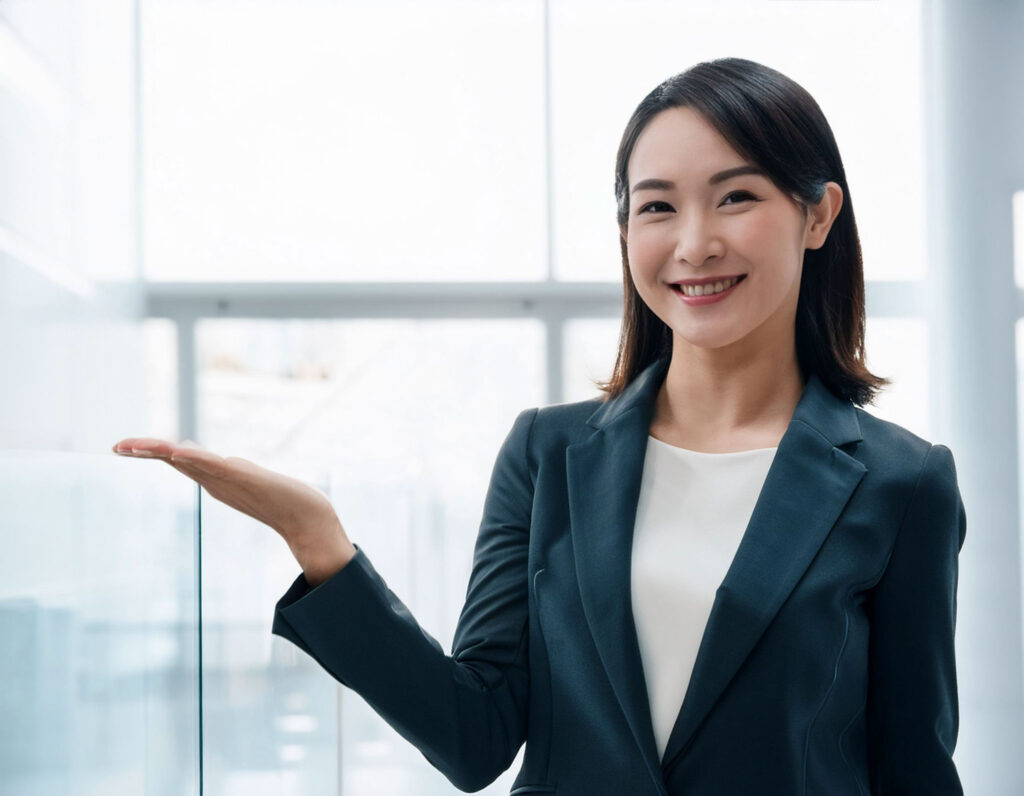 成功を掴んだ笑顔の女性