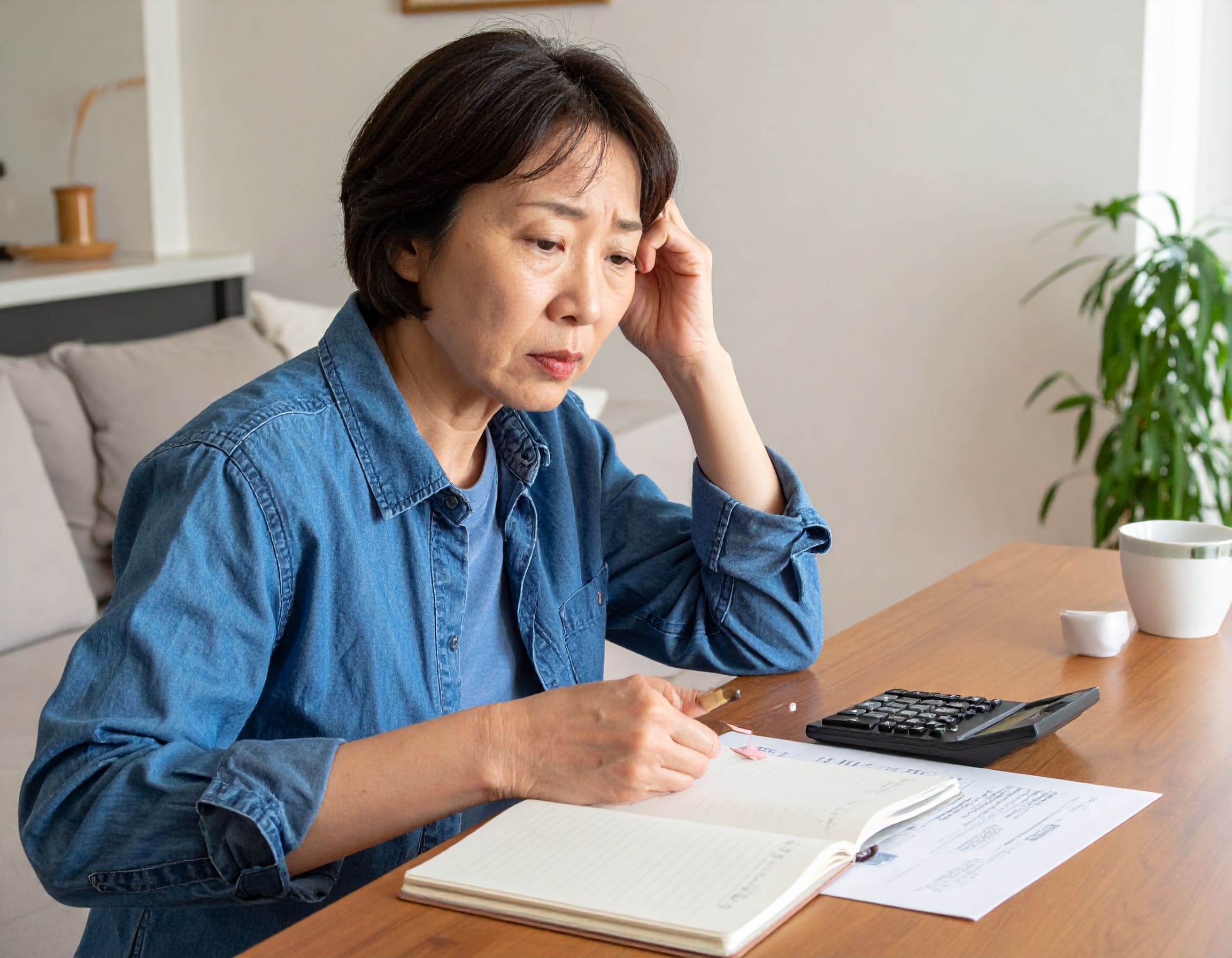 家計に悩む女性