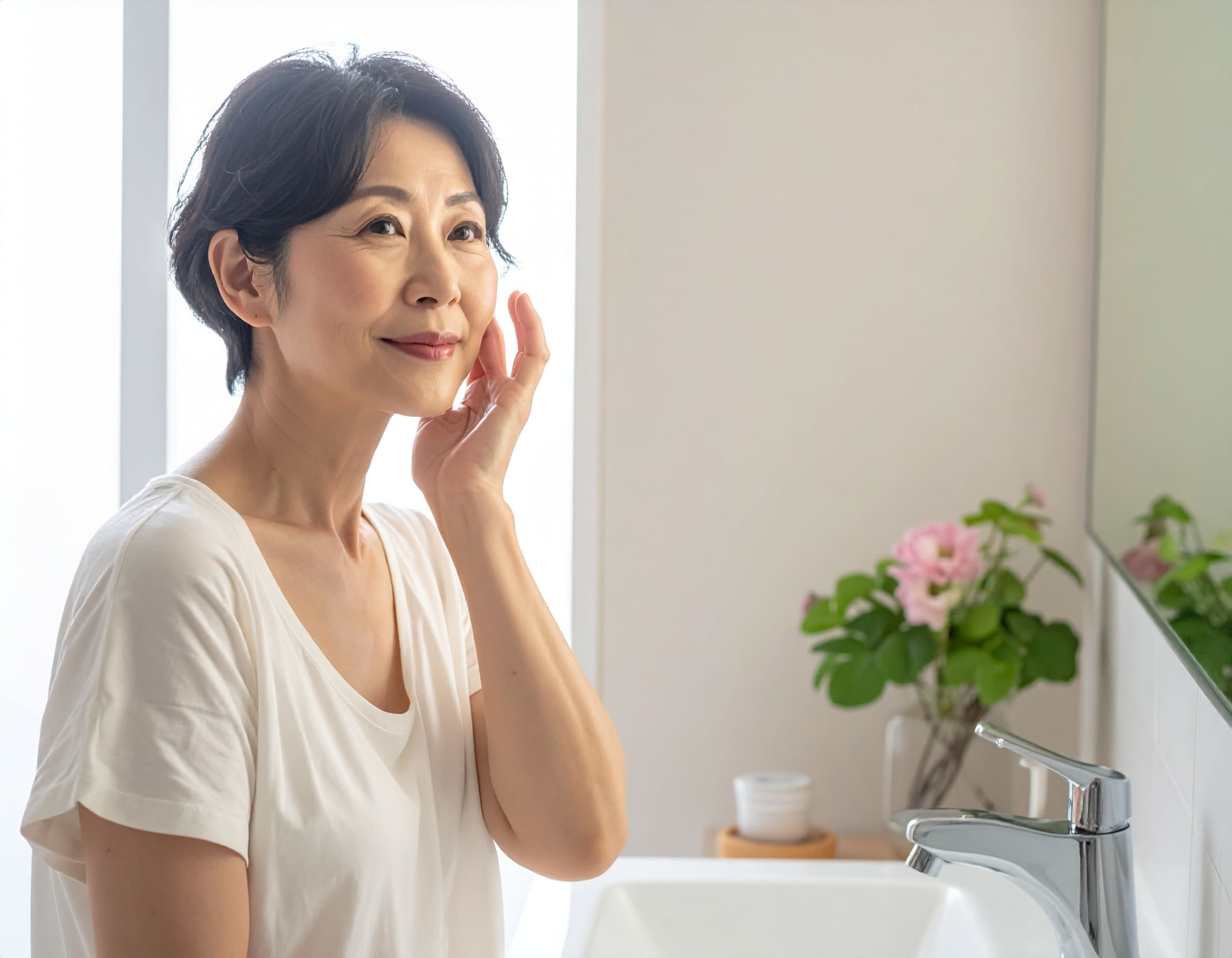 セルフ美容をする４０代女性